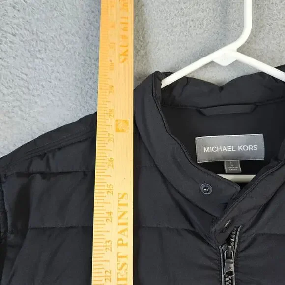 Michael Kors Puffer Down Jacket Men's Large Full Zip Pockets Winter Warm Black - Picture 8 of 10